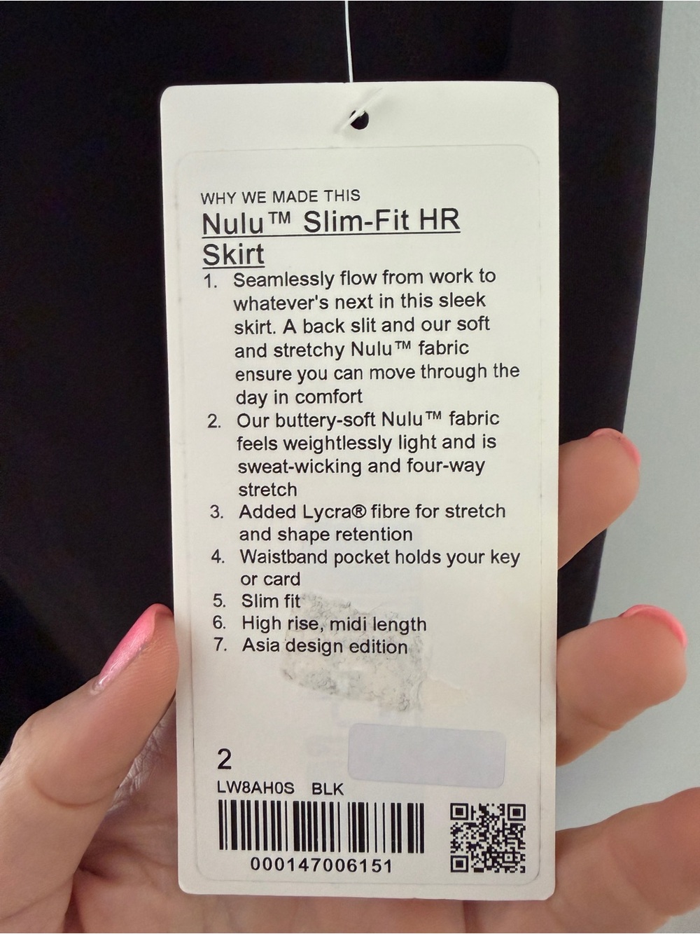 Lululemon Nulu Slim-Fit HR Skirt Size 2 NWT - Picture 4 of 4